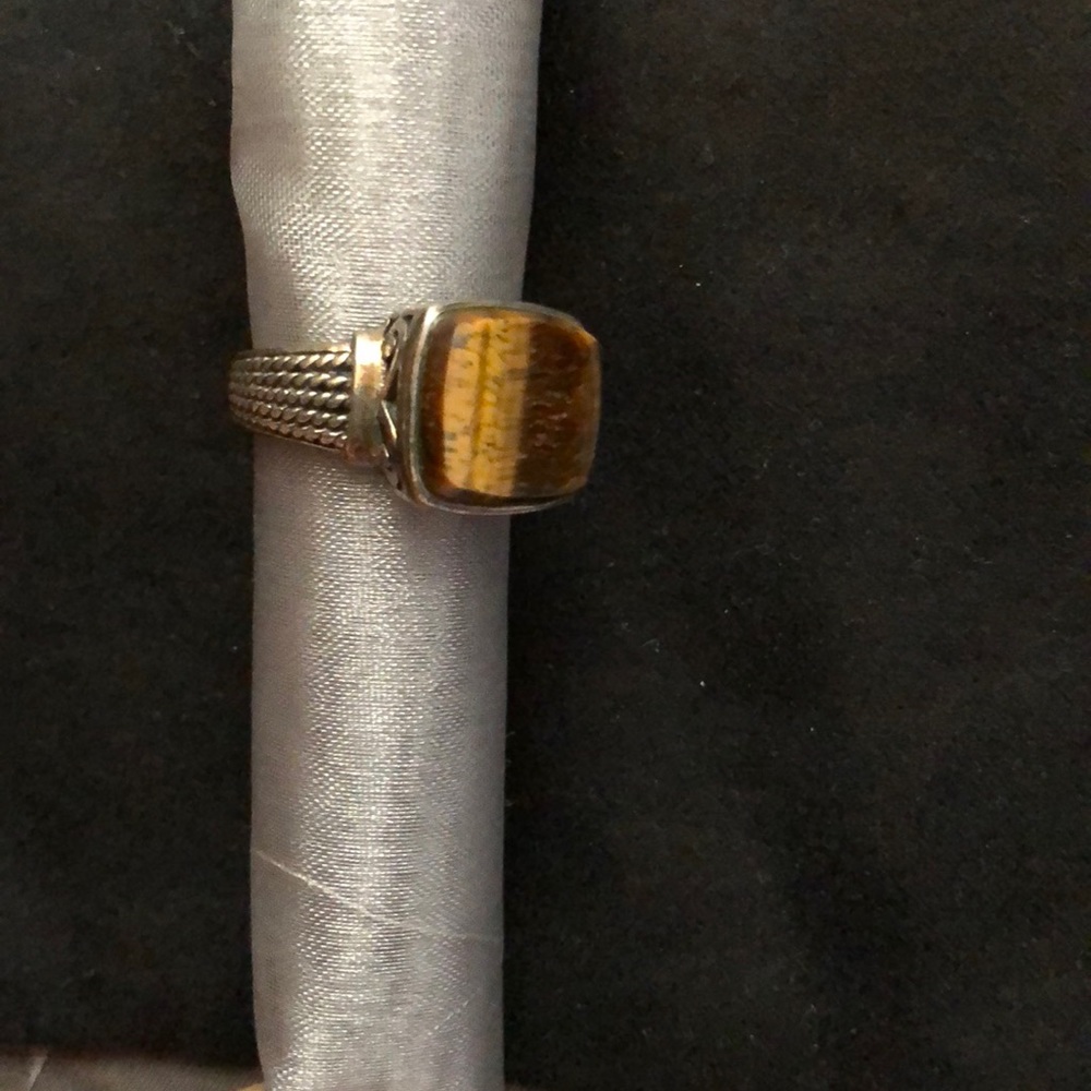 Genuine Tiger Eye Sterling Silver Ring - Picture 3 of 4